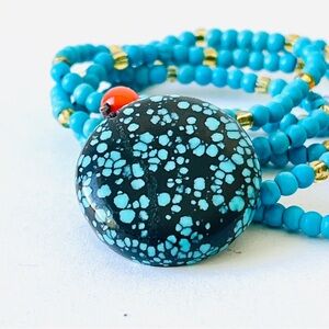Natural Gemstone Spiderweb Turquoise Necklace,Value For Money Unique jewelry
